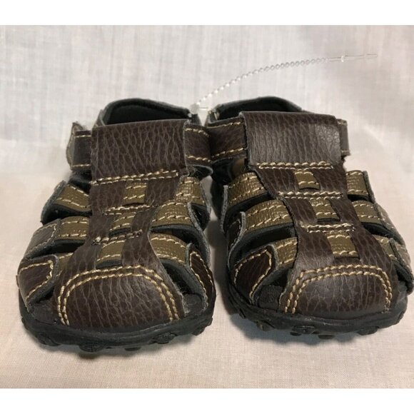Toddler Fisherman Sandals Size 3W Teeny Toes Brown Leather Adjustable - Picture 8 of 10